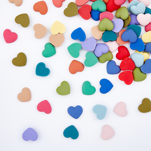

PandaHall HOBBIESAY 75Pcs 15 Colors Heart Resin Cabochons Opaque No Hole Resin Charms Love Shaped Flatback Cabochons Embellishment Supplies..., Multicolor