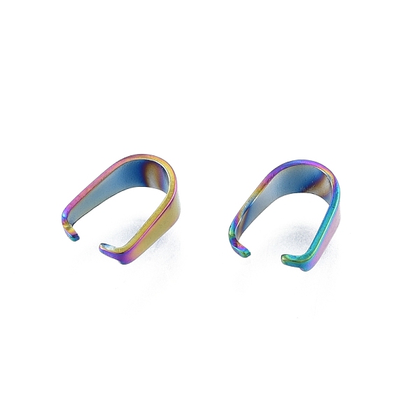 

PandaHall Rack Plating 304 Stainless Steel Snap on Bails, Rainbow Color, 7x3mm, Pin: 0.6mm 304 Stainless Steel