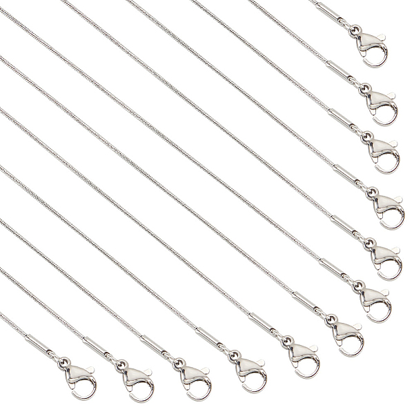 

PandaHall 12Pcs Vacuum Plating 304 Stainless Steel Snake Chain Necklaces Set for Men Women, Stainless Steel Color, 17.7 inch(45cm) 304...