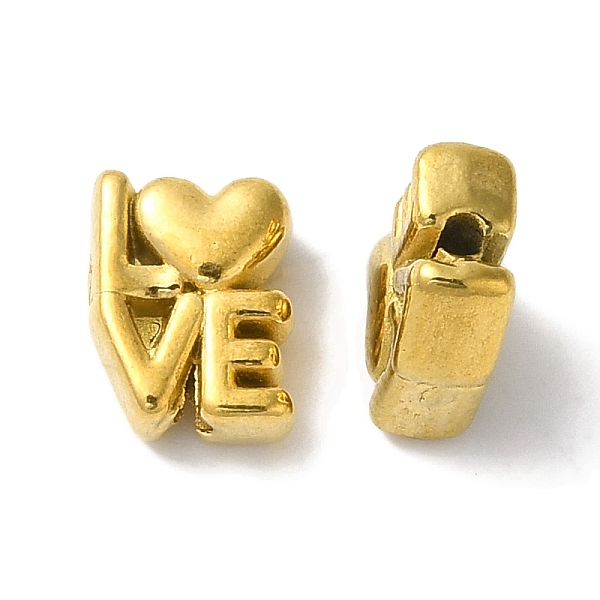 

PandaHall 304 Stainless Steel Beads, Word LOVE, Golden, 8x6x3.5mm, Hole: 1mm 304 Stainless Steel Word