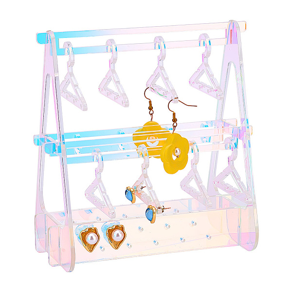 

PandaHall Transparent Acrylic Earring Display Stands, AB Color, Coat Hanger Shape, Clear, 3.95~15x5.5~14.2x0.3cm, 15pcs/set Acrylic Clear