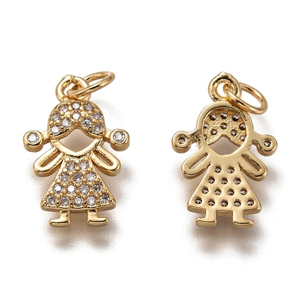 

PandaHall Brass Micro Pave Clear Cubic Zirconia Pendants, Cadmium Free & Lead Free, Long-Lasting Plated, Girl, Golden, 16.5x10.5x3mm, Hole...