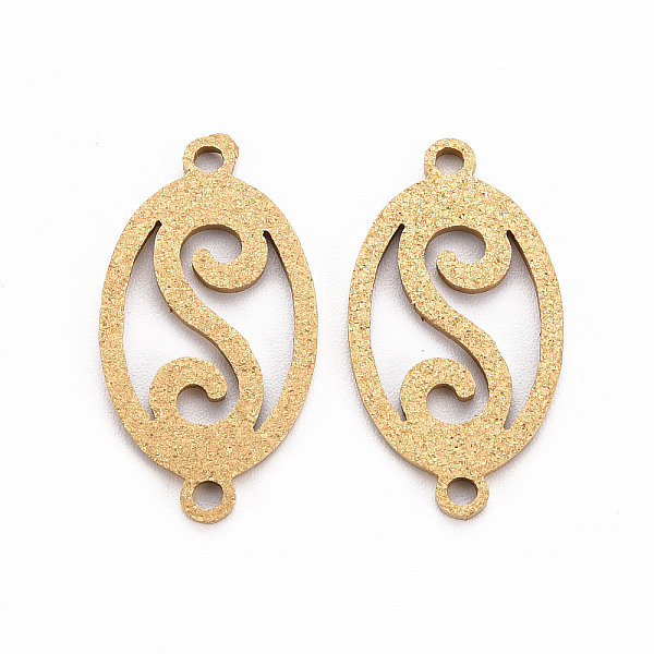 

PandaHall 201 Stainless Steel Link Connectors, Textured, Laser Cut, Oval, Golden, 22.5x12x1mm, Hole: 1.6mm 201 Stainless Steel Oval