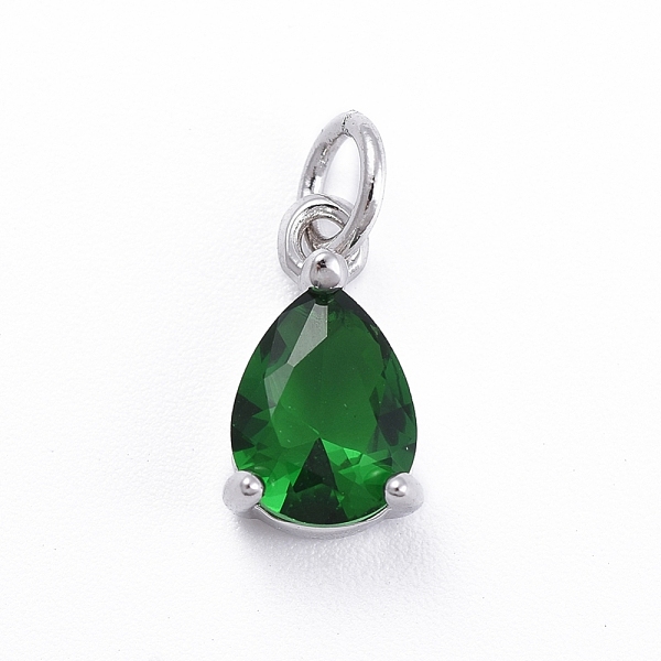 

PandaHall Brass Micro Pave Cubic Zirconia Pendants, with Jump Ring, Teardrop, Platinum, Green, 11.5x6.5x4mm, Hole: 3mm Brass+Cubic Zirconia...