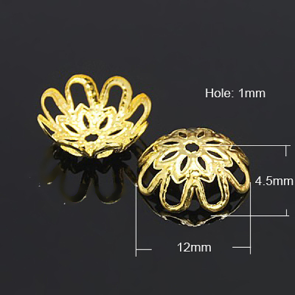 

PandaHall Iron Bead Caps, Golden, 12x4.5mm, Hole: 1mm Iron