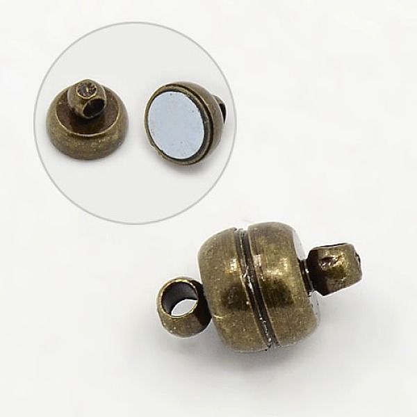 

PandaHall Brass Magnetic Clasps with Loops, Oval, Antique Bronze, 11x7mm, Hole: 1.5mm Brass Oval