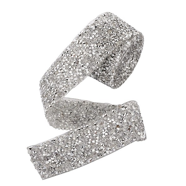 

PandaHall Glitter Resin Hotfix Rhinestone(Hot Melt Adhesive On The Back), Rhinestone Trimming, Costume Accessories, Crystal, 30.5x2.2mm..., Clear