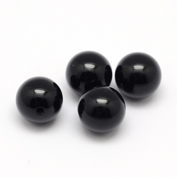 

PandaHall Natural Black Onyx Beads, Half Drilled, Round, Dyed & Heated, 6mm, Half Hole: 1mm Black Onyx Round Black