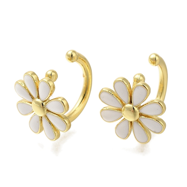 Boucles d'oreilles manchette en laiton plaqué or avec fleur