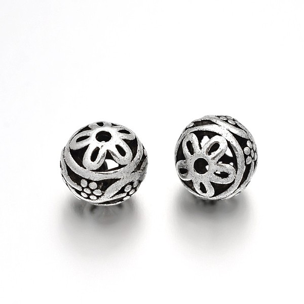 

PandaHall Round Tibetan Style Alloy Filigree Beads, Filigree Ball, Antique Silver, 10mm, Hole: 2mm Alloy Round