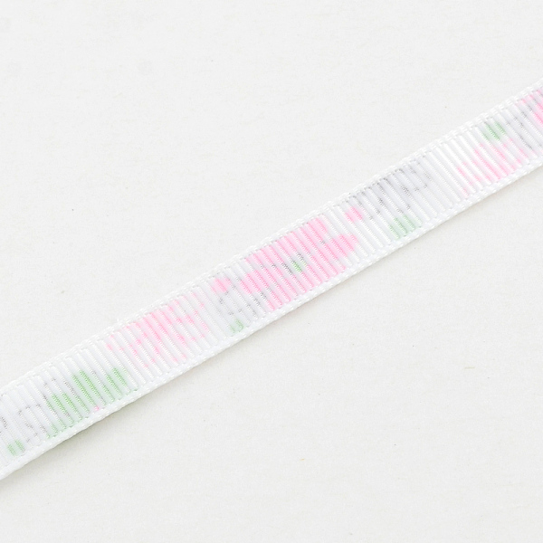 

PandaHall Single Face Flowers Printed Polyester Grosgrain Ribbon, White, 3/8 inch(9mm), about 100yards/roll(91.44m/roll) Polyester White