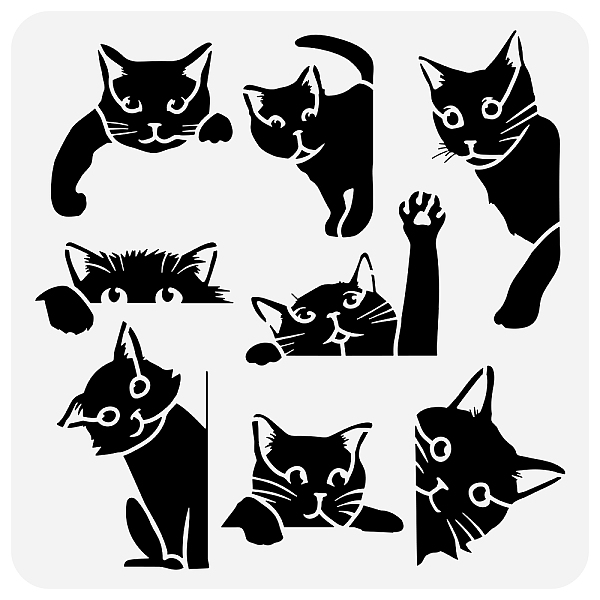 

PandaHall PET Hollow Out Drawing Painting Stencils, for DIY Scrapbook, Photo Album, Cat Shape, 30x30cm Plastic Cat Shape