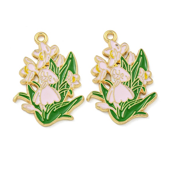 

PandaHall Alloy Enamel Pendants, Golden, Flower Charm, Misty Rose, 30.5x21.5x1.5mm, Hole: 2mm, 10pcs/set Alloy+Enamel Flower