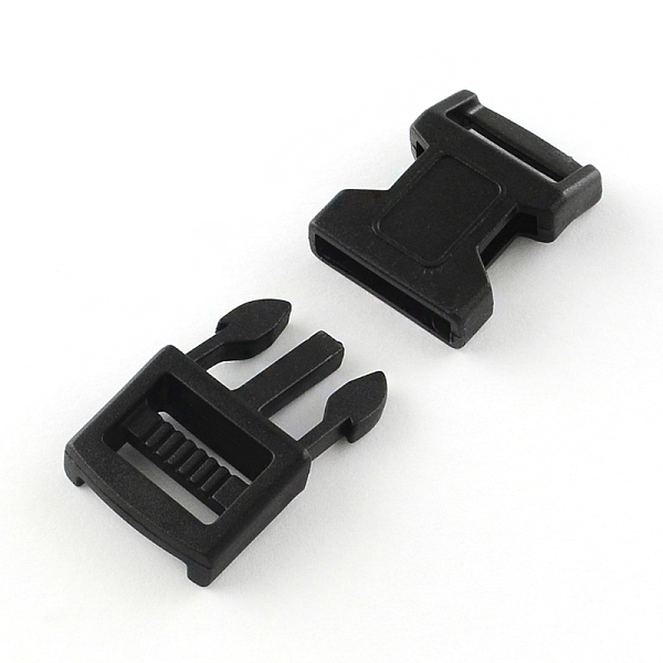 

PandaHall POM Plastic Side Release Buckles, Survival Bracelet Clasps, Black, 43x20.5x7mm, Hole: 16x3mm Plastic Black