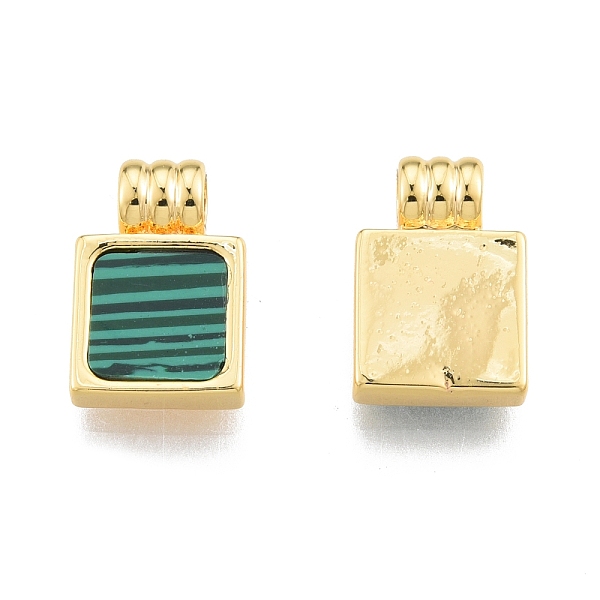 

PandaHall Synthetic Malachite Charms, with Real 18K Gold Plated Brass Findings, Rectangle, 13.5x9x4mm, Hole: 3mm Malachite Rectangle