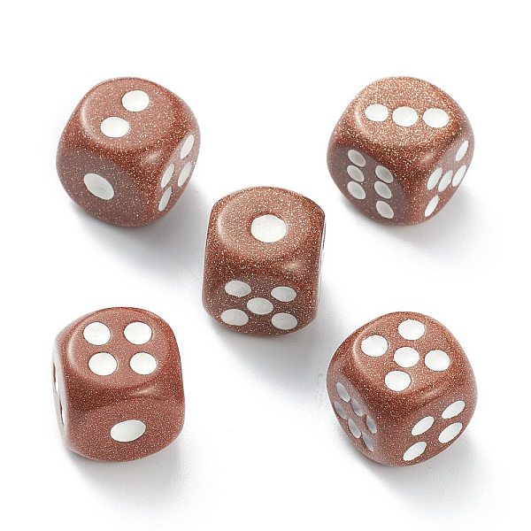 

PandaHall Synthetic Goldstone Cabochons, Dice, 15x15x15mm Goldstone Dice