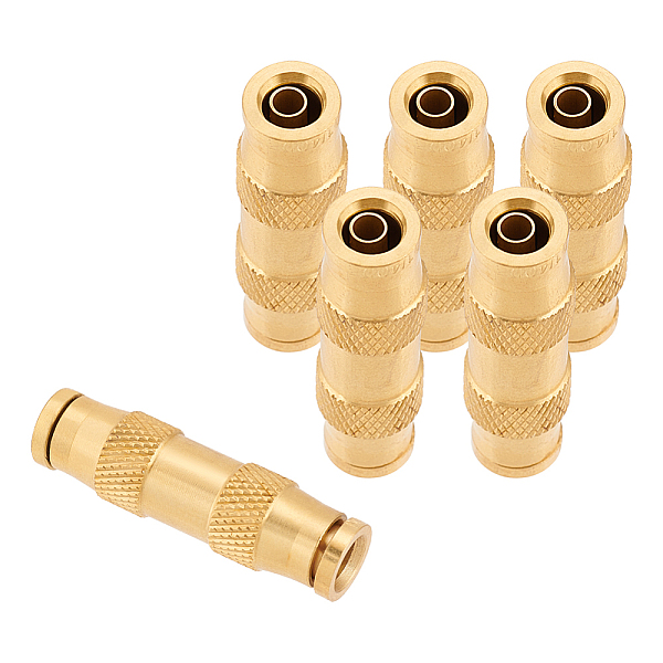 PandaHall BENECREAT 6Pcs Air Line Quick Connect Fittings, DOT Brass Straight Union 1/4"(6.5mm) OD Tube Air Brake Union Push to Connect...