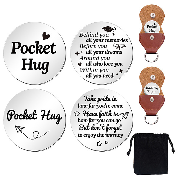 

PandaHall GLOBLELAND 2Pcs Pocket Hug Token Gift Long Distance Relationship Keepsake Gift Stainless Steel Double Sided Engraved Inspirational...
