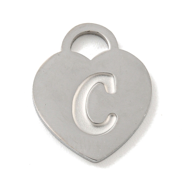 

PandaHall 304 Stainless Steel Pendants, Laser Cut, Heart with Letter Charm, Stainless Steel Color, Letter C, 15x12x1mm, Hole: 3x3.5mm 304...