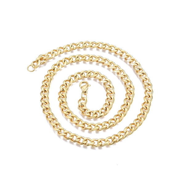 

PandaHall Men's 201 Stainless Steel Cuban Link Chain Necklace, Golden, 21.65 inch(55cm), Wide: 7mm 201 Stainless Steel