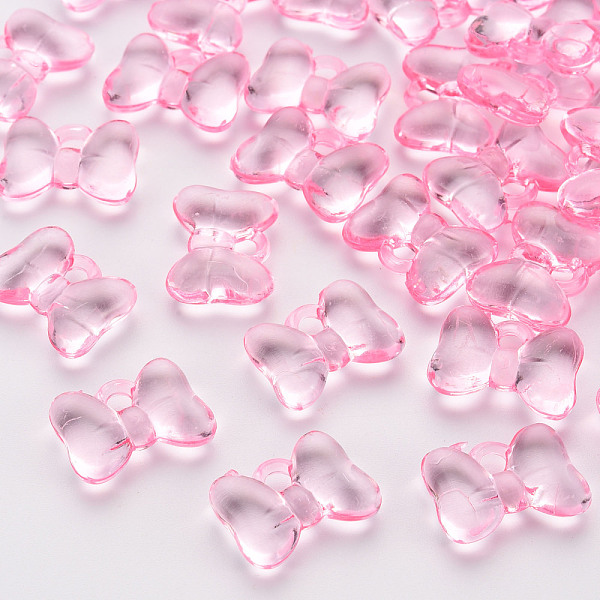 

PandaHall Transparent Acrylic Pendants, Bowknot, Pearl Pink, 13.5x18x5.5mm, Hole: 2.5mm, about 625pcs/500g Acrylic Bowknot