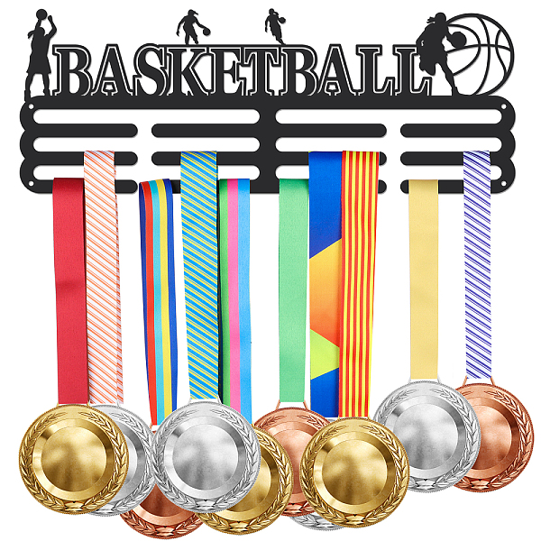 Superdant バスケットボールメダルハンガーディスプレイホルダー女の子スポーツ鉄フックラックフレームメダルハンガー賞リボン応援 60+ 金属メダル壁ハンガーギフト子供のための