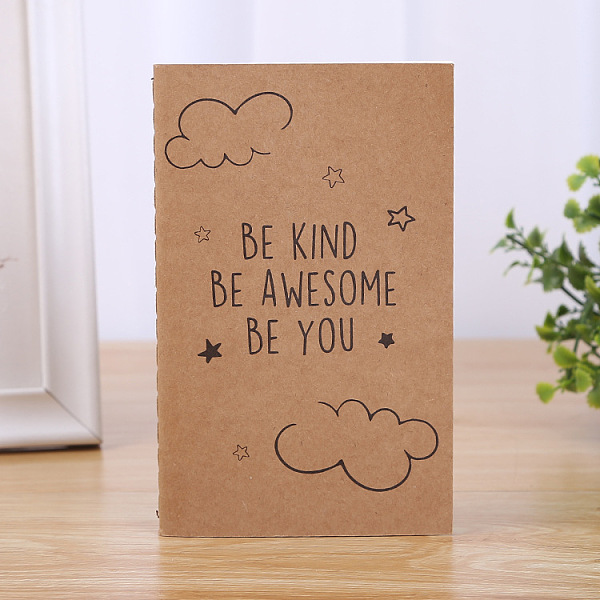 

PandaHall A6 Rectangle Kraft Paper Notebooks, for Office & School Supplies, Word Be Kind Be Awesome Be You, Cloud, 140x105mm Paper Cloud