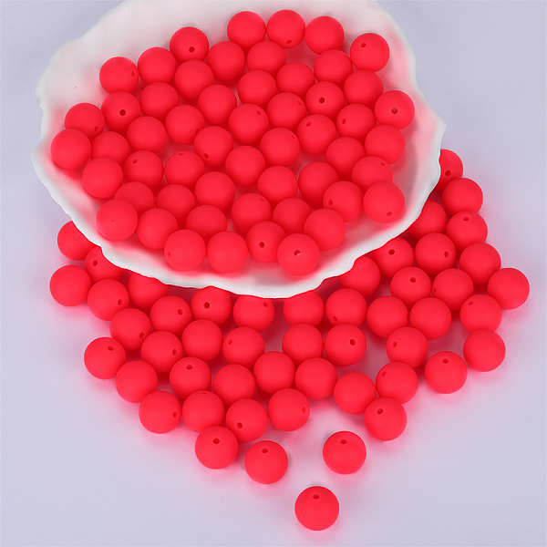 

PandaHall Round Silicone Focal Beads, Chewing Beads For Teethers, DIY Nursing Necklaces Making, Deep Pink, 15mm, Hole: 2mm Silicone Round