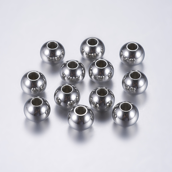 

PandaHall 202 Stainless Steel Beads, Round, Stainless Steel Color, 8mm, Hole: 3mm 202 Stainless Steel Round
