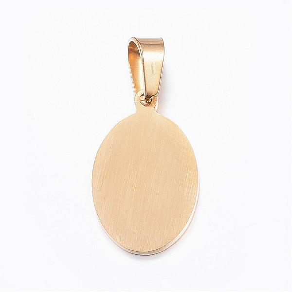 

PandaHall 304 Stainless Steel Pendants, Flat Oval with Archangel Michael, Golden, 21x13x1.5mm, Hole: 7x4mm 304 Stainless Steel Oval