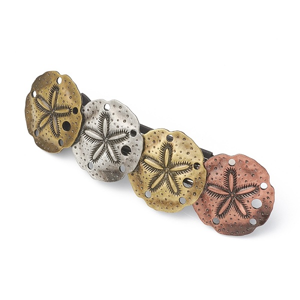 

PandaHall Punk Vintage Hair Accessories, Tibetan Style Alloy Hair Barrette, Starfish, Mixed Color, 94x28x15mm Alloy