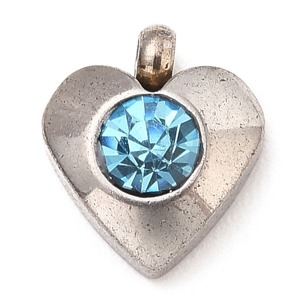 

PandaHall 304 Stainless Steel Charms, with Acrylic Rhinestone, Faceted, Birthstone Charms, Heart, Stainless Steel Color, Aquamarine..., Cyan