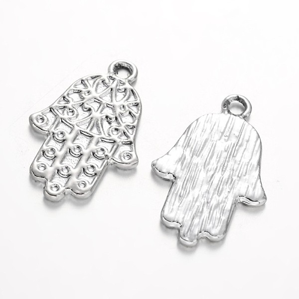 

PandaHall Alloy Palm Pendants, Silver Color Plated, 25x16.5x1.5mm, Hole: 2mm Alloy Palm
