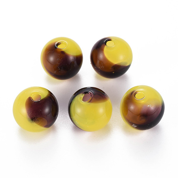 

PandaHall Transparent Handmade Blown Glass Globe Beads, Two Tone, Round, Coconut Brown, 14.5~15.5mm, Hole: 1~2mm Glass Round