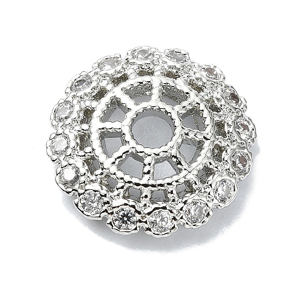 

PandaHall Rack Plating Brass Micro Pave Clear Cubic Zirconia Bead Cap, Long-Lasting Plated, Flower, Platinum, 13x3mm, Hole: 2.4mm...