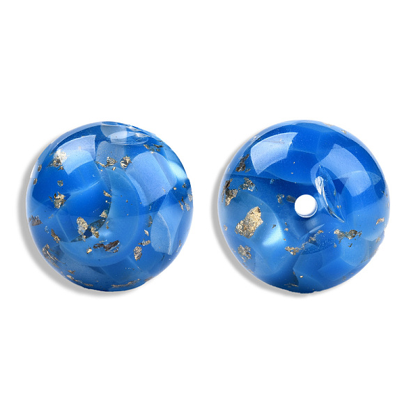 

PandaHall Opaque Resin Beads, with Gold Foil, Round, Royal Blue, 20mm, Hole: 2~2.4mm Resin Round