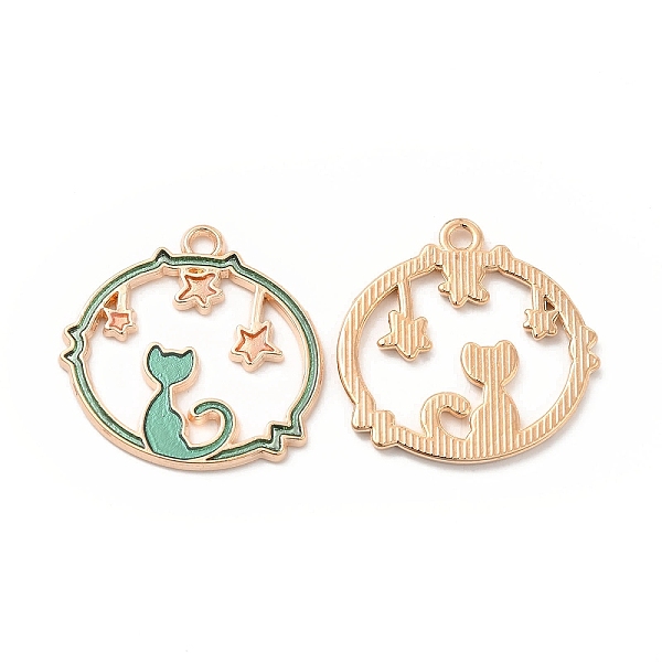 

PandaHall Alloy Enamel Pendants, Flat Round with Cat & Star Charm, Golden, Medium Sea Green, 23.5x23.5x1.5mm, Hole: 1.5mm Alloy+Enamel Flat...