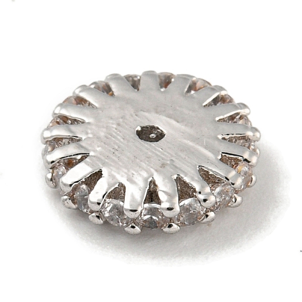 

PandaHall Brass Micro Pave Clear Cubic Zirconia Beads, Flat, Platinum, 9.5x2mm, Hole: 1mm Brass+Cubic Zirconia Flat Clear