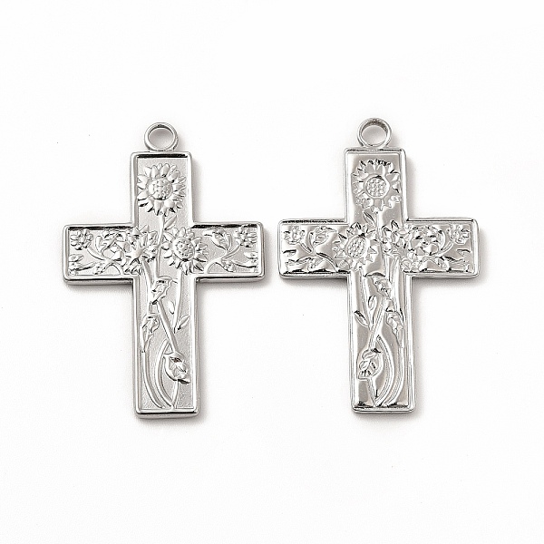 

PandaHall 304 Stainless Steel Pendants, Cross with Sunflower Charm, Stainless Steel Color, 35x23x1.8mm, Hole: 2.5mm 304 Stainless Steel...