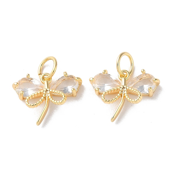

PandaHall Glass Charms, with Brass Findings, Dragonfly Charm, Real 18K Gold Plated, 11x13.5x3mm, Hole: 3.5mm Brass+Glass Dragonfly Clear