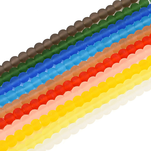 

PandaHall Transparent Glass Beads Strands, Frosted, Round, Mixed Color, 8~8.5mm, Hole: 1.5mm, about 51~53pcs/strand, 14.96 inch~15.55 inch..., Multicolor