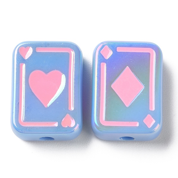 

PandaHall UV Plating Rainbow Iridescent Acrylic Enamel Beads, Poker, Cornflower Blue, 25.5x18.5x8.5mm, Hole: 4mm Acrylic Others