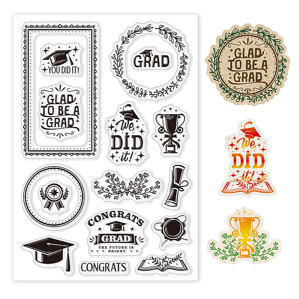 

PandaHall GLOBLELAND Graduate Congratulate Clear Stamps for Cards Making Graduation Season Clear Stamp Seals Transparent Stamps for DIY...