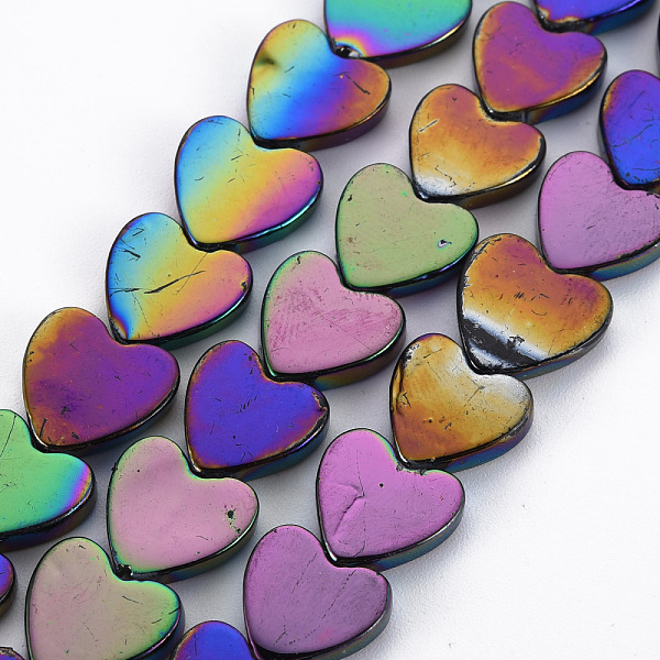 

PandaHall Electroplate Natural Freshwater Shell Beads Strands, Heart, Rainbow Color, 12x12x2.5~3mm, Hole: 0.9mm, about 37~38pcs/strand...