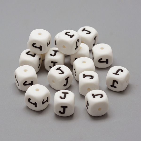 

PandaHall Food Grade Eco-Friendly Silicone Beads, Horizontal Hole, Chewing Beads For Teethers, DIY Nursing Necklaces Making, Letter Style..., White