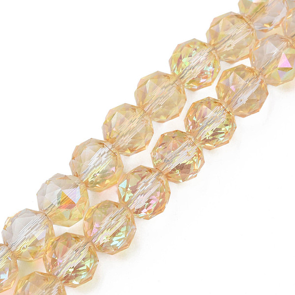 

PandaHall Electroplate Transparent Glass Beads Strands, Faceted, Round, Navajo White, 10x8.5mm, Hole: 1.2mm, about 60pcs/strand, 20.47 inch...
