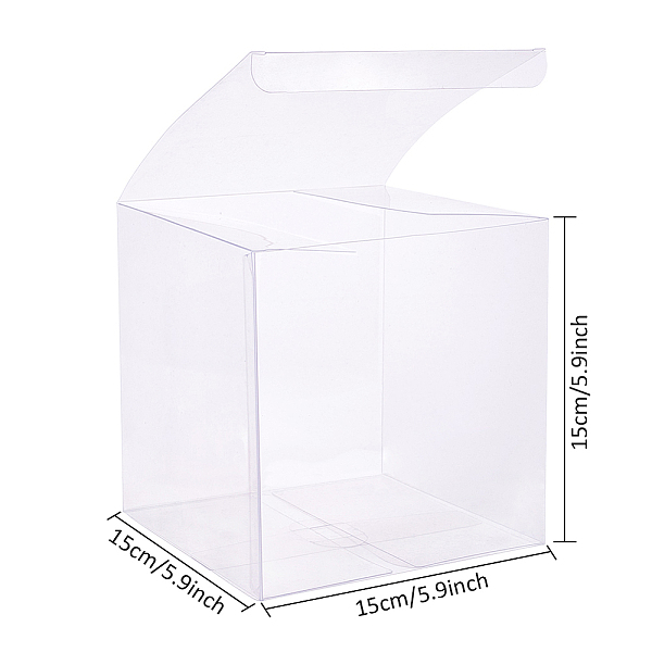 Benecreat 10 Stück Klare Hochzeitsbevorzugungsboxen 6x6x6 Quadratische PVC Transparente Geschenkboxen Für Süßigkeiten Schokolade...