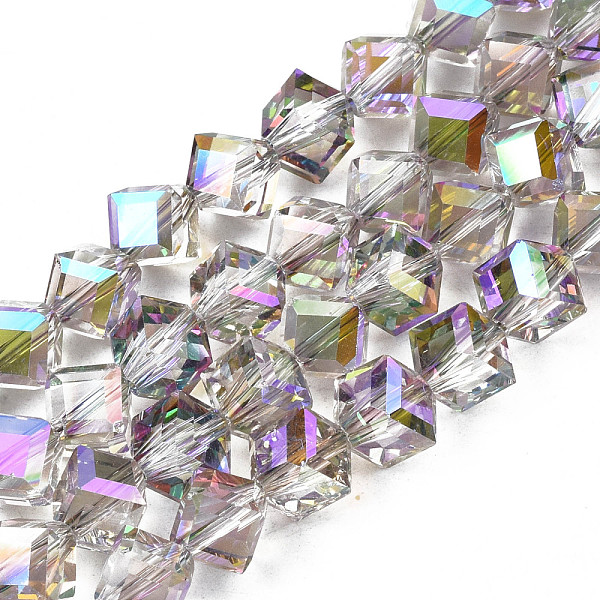 

PandaHall Electroplate Transparent Glass Beads Strands, Faceted, Diagonal Cube Beads, Medium Orchid, 8.5x9.5x9.5mm, Hole: 1.5mm, about...