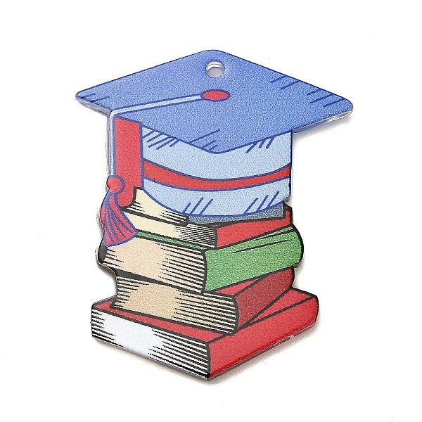 

PandaHall Teachers' Day Double-sided Printed Acrylic Pendants, Book, 43x36x2mm, Hole: 2mm Acrylic Book