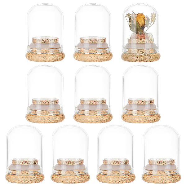 PandaHall BENECREAT 10 Pack 15ml Glass Decorative Jars Mini Glass Dome Vials Message Bottles Wishing Bottles with Bamboo Base for Wedding...